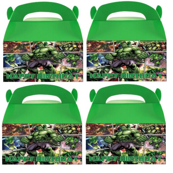 Birthday Party Favor Boxes, Green Comic Design Treat Boxes, Happy Birthday Theme - Picture 4 of 4